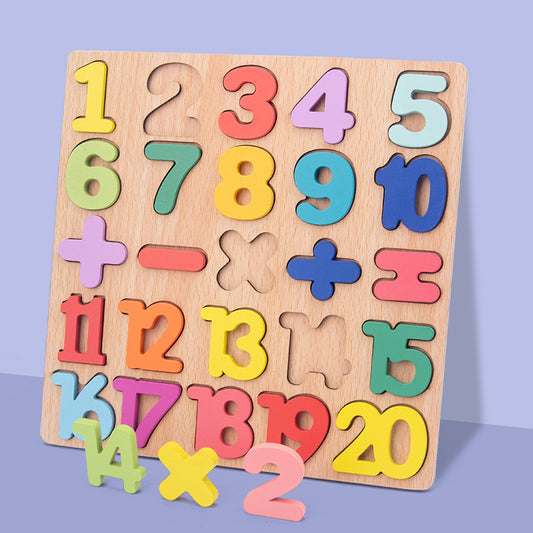 Wooden Numbers Letters Cognitive Pairing Puzzle Board Educational Toys