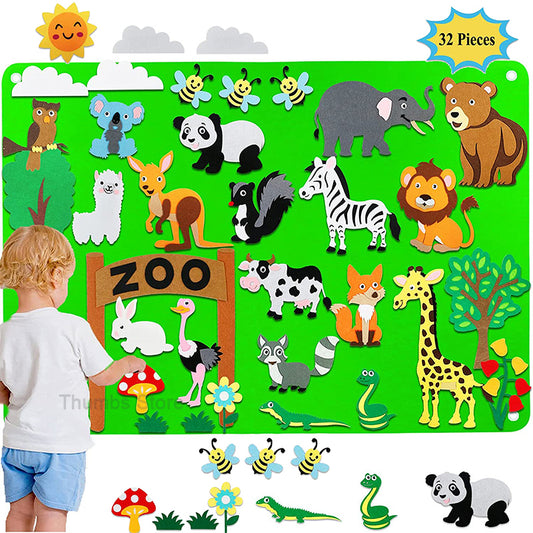 Kids Diy Vilt Board Speelgoed Montessori Verhaal Board Oceaan Farm Insect Animal Cartoon Patroon Wanddecoratie Baby Vroeg Leren Speelgoed| |