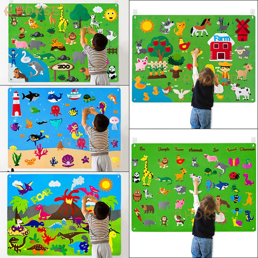 Vilt Board Verhalen Set Montessori Oceaan Farm Insect Dier Familie Interactieve Voorschoolse Vroeg Leren Peuters Speelgoed Voor Kind| |